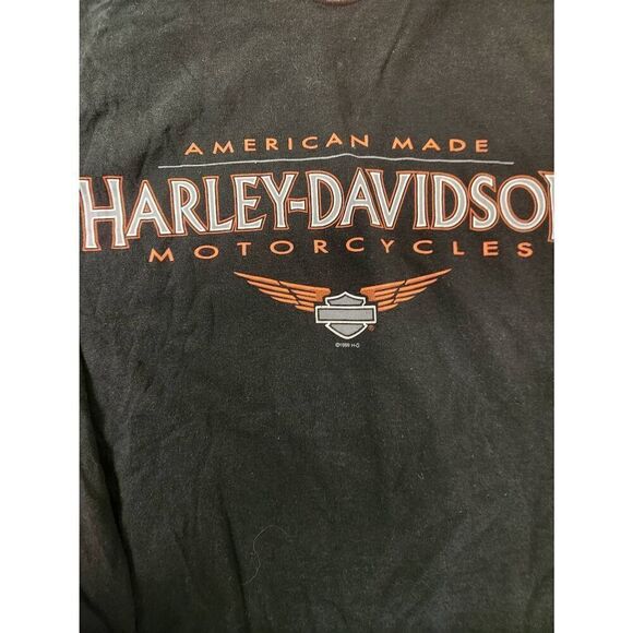 HARLEY-DAVIDSON VTG 1999 Large Black American Made USA Shirt. Lightly faded - Picture 2 of 4